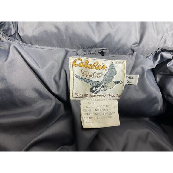 Vintage Cabelas Premier Northern Goosedown Gray Puffer Jacket Coat Mens XL Tall - Picture 9 of 10